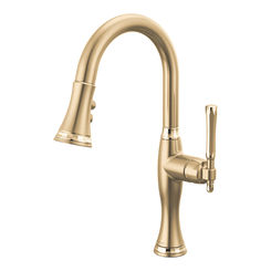 Click here to see  63958LF-GLPG Brizo Tulham Single Handle Pull-Down Bar/Prep Faucet, MagneDock, 1.8 GPM, ADA, Brilliance Luxe Gold/Polished Gold - 63958LF-GLPG