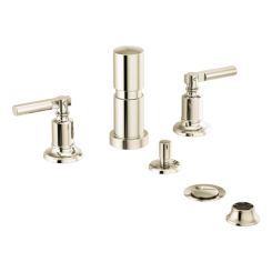 Click here to see Brizo 68476-PN Brizo Invari Two-Handle Bidet Faucet with Diverter and Metal Pop-Up, Lever Handles, 4-Hole, Brilliance Polished Nickel - 68476-PN