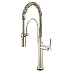 Click here to see  64343LF-PN Brizo Litze Smarttouch Semi-Pro Kitchen Faucet with Knurled Handle, MagneDock, DIAMOND Seal, 1.8 GPM, ADA, Brilliance Polished Nickel - 64343LF-PN