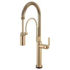 Click here to see  64344LF-GL Brizo Litze Smarttouch Semi-Pro Kitchen Faucet with Industrial Handle, MagneDock, DIAMOND Seal, 1.8 GPM, ADA, Brilliance Luxe Gold - 64344LF-GL