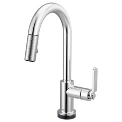 Click here to see Brizo 64944LF-PC Brizo Litze Smart Touch Pull-Down Prep Faucet With Arc Spout, Industrial Lever Handle, 1.8 GPM, Diamond Seal, MagneDock, Touch-Clean, Polished Chrome - 64944LF-PC