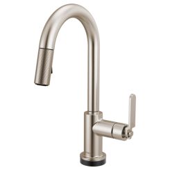 Click here to see Brizo 64944LF-SS Brizo Litze Smart Touch Pull-Down Prep Faucet With Arc Spout, Industrial Lever Handle, 1.8 GPM, Diamond Seal, MagneDock, Touch-Clean, Stainless - 64944LF-SS