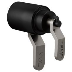 Click here to see Brizo HL6034-BLSL Brizo Industrial Lever Handle Kit for Litze Thermostatic Valve Trim, with Temp and Vol Debosed Letters, ADA, Matte Black/Brilliance Luxe Steel - HL6034-BLSL