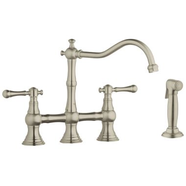 Click here to see Grohe 20158EN0 Grohe 20158EN0 Brushed Nickel Bridgeford Kitchen Faucet With Spray, Less Handles