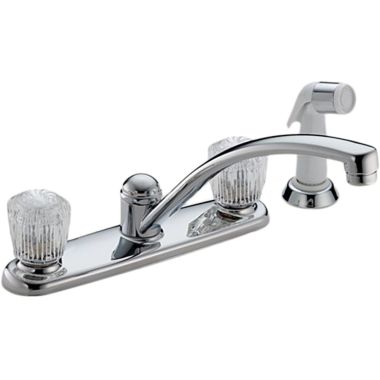 Click here to see DELTA 2402 Delta 2402 Classic Two Handle Kitchen Faucet with Spray (Chrome)