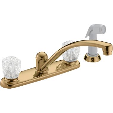 Click here to see Delta 2402-PBLHP Delta Classic 2402-PBLHP Polished Brass 2 Handle Kitchen Faucet