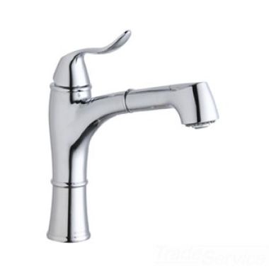 Click here to see Elkay LKEC1041CR Elkay Explore Single Hole Pull-Out Kitchen Faucet, Lever Handle, Hi and Mid-Rise Base Options, Chrome - LKEC1041CR