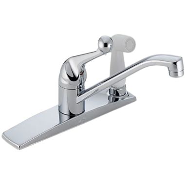 Click here to see Delta 300-WF Delta 300-WF Classic Single Handle Kitchen Faucet with Integral Spray (Chrome)
