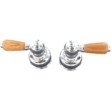 Click here to see Delta H25CK Delta H25CK Small Chrome/Oak Lever Handles