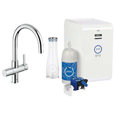 Click here to see Grohe 31251000 Grohe 31251000 Chrome Bar Faucet With Chilled / Sparkling Water Function