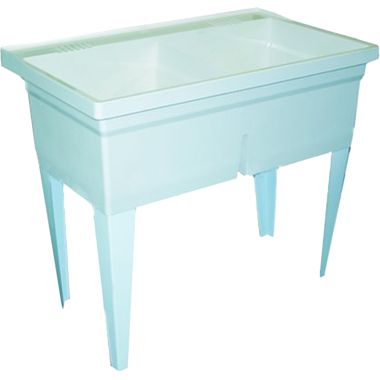 Click here to see Fiat FLTDII100 Fiat FLTDII100 Molded Stone Appliance Depth Double Bowl Laundry Tub with Legs