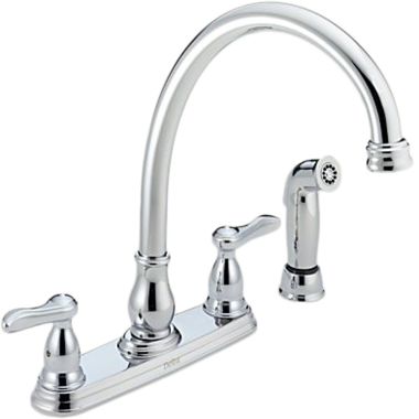 Click here to see Delta 2457 Delta 2457 Orleans Two Handle Kitchen Faucet with Spray (Chrome)