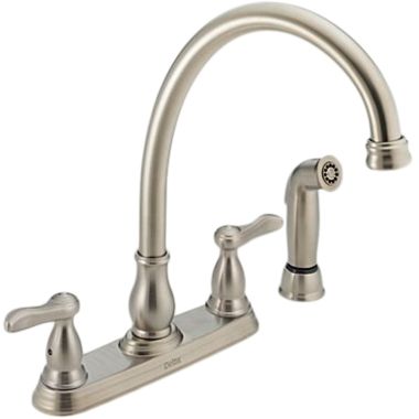 Click here to see Delta 2457-SS Delta 2457-SS Orleans Two Handle Kitchen Faucet with Spray (Stainless)