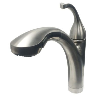 Click here to see Kohler 10433-VS Kohler Forte Single Handle Pull-Out Kitchen Faucet, Vibrant Stainless - K-10433-VS