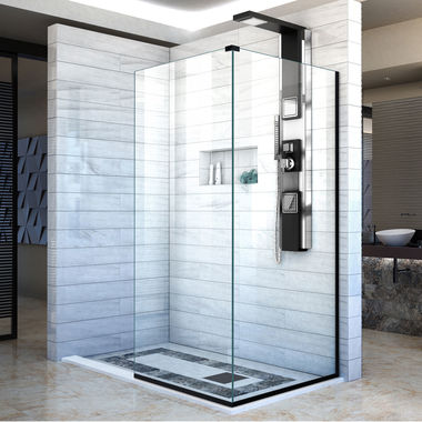 Click here to see Dreamline SHDR-3230343-09 DreamLine SHDR-3230343-09 Linea Clear Glass Frameless Shower Screens - Satin Black