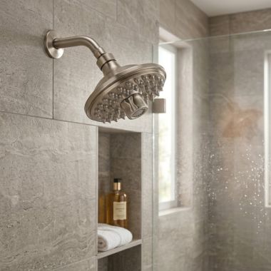 Click here to see Danze D461672BN Danze Sunflower 6in Two-Function Solid Brass Shower Head, 2.5 GPM, Brushed Nickel - D461672BN