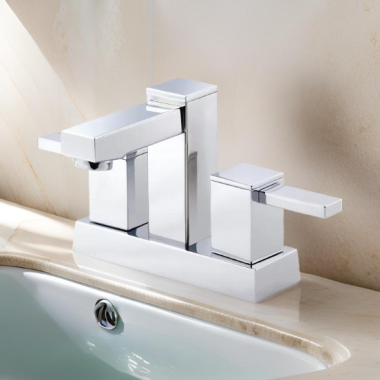 Click here to see Danze D301033 Danze Reef Centerset Bathroom Faucet with 50/50 Touch-Down Drain, Two-Handle, 1.5 GPM, Lever Handle, ADA, WaterSense, Chrome - D301033