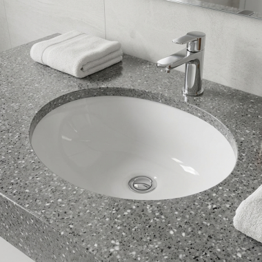 Click here to see Toto LT181#01 TOTO Curva 22” x 19” Oval Undermount Lavatory Sink, Vitreous China, Rear Overflow, Cotton White - LT181#01