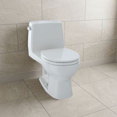 Click here to see Toto MS853113E#11 TOTO Eco UltraMax One-Piece Round Bowl Toilet with SS113 SoftClose Seat, E-Max, 1.28 GPF, Colonial White - MS853113E#11