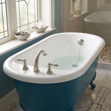 Click here to see Pfister RT6-5EXK Pfister Catalina Two-Handle Roman Tub Faucet Trim, 18 GPM, High Arc, Less Hub and Handles, Brushed Nickel - RT6-5EXK