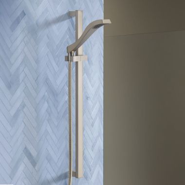 Click here to see Delta 57051-SS Delta Dryden Single-Setting Slide Bar Hand Shower, Touch-Clean, 1.75 GPM, Stainless - 57051-SS