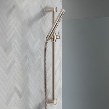 Click here to see Delta 57085-SS Delta Compel Single-Setting Slide Bar Hand Shower, Touch-Clean, 2.5 GPM, Stainless - 57085-SS