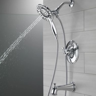 Click here to see Delta T17494-I Delta Linden Monitor 17 Series Two-In-One In2ition Tub/Shower Faucet with Volume Control, Two-Handle, 1.75 GPM, Lever Handles, Chrome - T17494-I