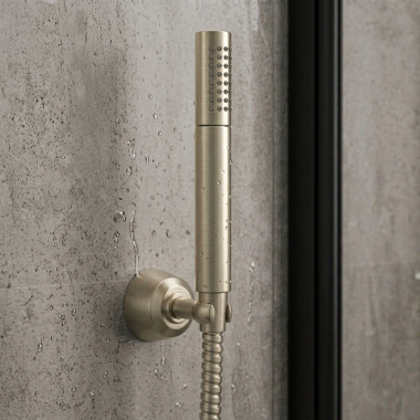 Click here to see MOEN S11705EPBN Moen Fina Single-Function Wall-Mount Eco-Performance Handheld Shower, WaterSense, 1.75 GPM, Brushed Nickel - S11705EPBN