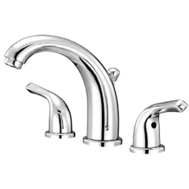 Click here to see Danze D304012T Danze Melrose Widespread Bathroom Faucet Trim with Metal Touch-Down Drain, Two-Handle, 1.5 GPM, Lever Handle, ADA, WaterSense, Chrome - D304012T