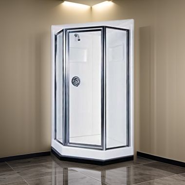 Click here to see Swanstone NE00000SA.037 Swanstone SA-38-NEO-037 Bone 38 inch Neo Angle Shower Alcove Wall