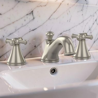 Click here to see Toto TL220DD#BN Toto Vivian Two-Handle Widespread Lavatory Faucet with Metal Pop-Up, Cross Handles, 1.5 GPM, Brushed Nickel - TL220DD#BN 