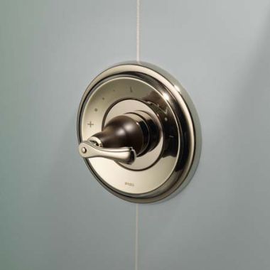 Click here to see Brizo T66T085-PNCO Brizo Charlotte Sensori Single-Handle Thermostatic Valve Trim, Lever Handle, Polished Nickel/Cocoa Bronze - T66T085-PNCO