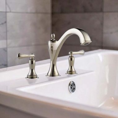 Click here to see Brizo T67385-PNLHP Brizo Charlotte Two-Handle Deck-Mount Roman Tub Faucet Trim, 3-Hole, Less Handles, Brilliance Polished Nickel - T67385-PNLHP