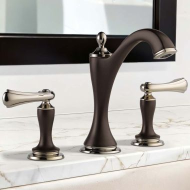 Click here to see Brizo 65385LF-PNCOLHP Brizo Charlotte Widespread Bathroom Faucet with Metal Pop-Up, Less Handle, 1.5 GPM, Polished Nickel/Cocoa Bronze - 65385LF-PNCOLHP
