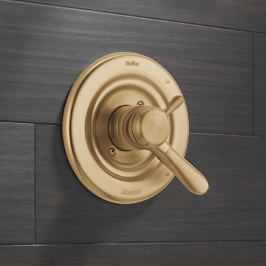 Click here to see DELTA T17038-CZ Delta Lahara Monitor 17 Series Two-Handle Pressure Balance Valve Trim, Lever Handles, Champagne Bronze - T17038-CZ