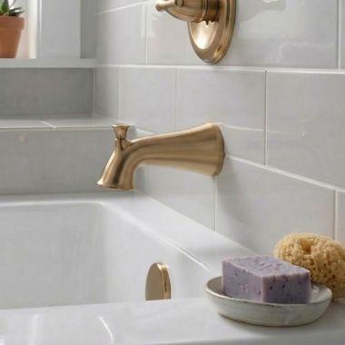 Click here to see DELTA RP51303CZ Delta Esato Pull-Up Diverter Tub Spout, Wall-Mount Single-Hole Installation, Champagne Bronze - RP51303CZ