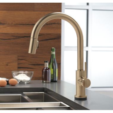 Click here to see Delta 9159T-CZ-DST Delta Trinsic Single-Handle Champagne Bronze Pull-Down Kitchen Faucet, 1.8 GPM, Lever Handle, Diamond Seal Technology, ADA, Touch2O - 9159T-CZ-DST