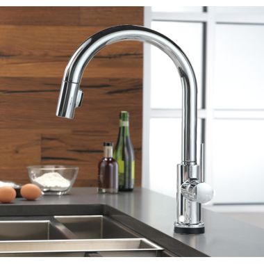 Click here to see Delta 9159T-DST Delta Trinsic Single-Handle Chrome Pull-Down Kitchen Faucet, 1.8 GPM, Lever Handle, Diamond Seal Technology, ADA, Touch2O - 9159T-DST