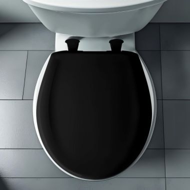 Click here to see Bemis 200SLOWT-047 Bemis Classic Colors EasyClean Round Toilet Seat with Cover, WhisperClose, StayTite Fastening, Plastic, Black - 200SLOWT-047