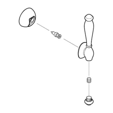 Click here to see Pfister 940-529A Pfister 940-529A Polished Chrome Lever And Dome Cap Subassembly