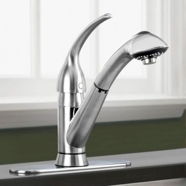Click here to see Symmons S-2610-STN Symmons Vella Single Handle Pull-Out Kitchen Faucet, Satin Nickel - S-2610