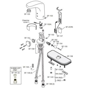 Click here to see Symmons SF-152 SYMMONS SF-152 KIT, HOUSING SCREW, S-6080