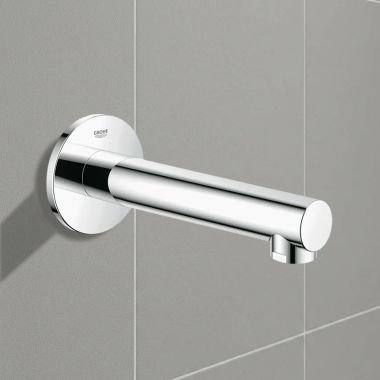 Click here to see Grohe 13274001 GROHE Concetto Wall-Mount Single-Hole Installation Non-Diverter Tub Spout with GROHE StarLight Finish and 6-11/16