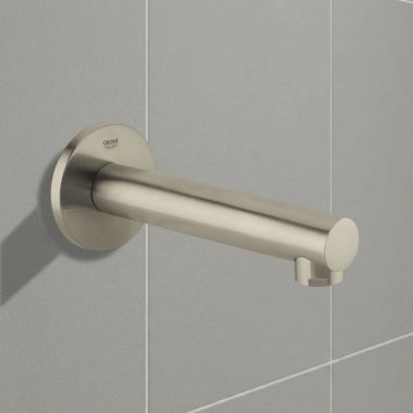 Click here to see Grohe 13274EN1 GROHE Concetto Wall-Mount Single-Hole Installation Non-Diverter Tub Spout with GROHE StarLight Finish and 6-11/16
