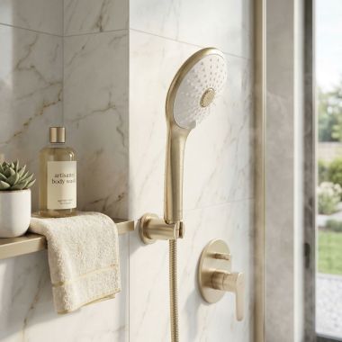 Click here to see Grohe 27239EN0 GROHE Euphoria 110 Massage Three-Function Hand Shower, DreamSpray Technology, Brushed Nickel - 27239EN0