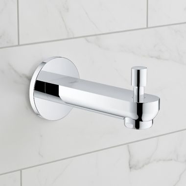 Click here to see Grohe 13273000 GROHE Eurosmart Diverter Tub Spout, GROHE StarLight Chrome, Wall-Mount Single-Hole Installation, 6-11/16