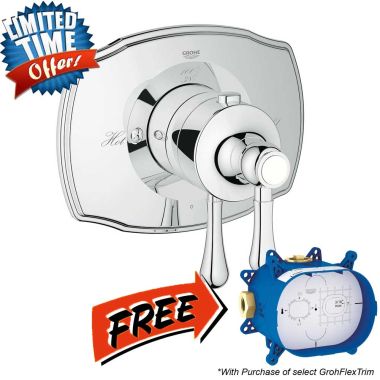 Click here to see Grohe 19822000 Grohe 19822000 Grohtherm 2000 Thermostatic 1-Function Valve Trim, Chrome