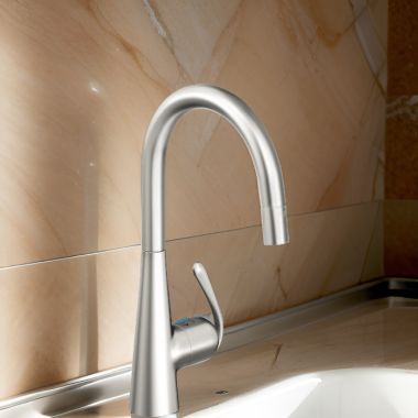 Click here to see Grohe 32226SDE Grohe Ladylux3 Pro Single-Handle Pull-Down Kitchen Faucet, Realsteel - 32226SDE