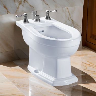 Click here to see Toto BT784B#01 TOTO Clayton Bidet w/ Flushing Rim, Vertical Spray, Less Faucet, Cotton White - BT784B#01