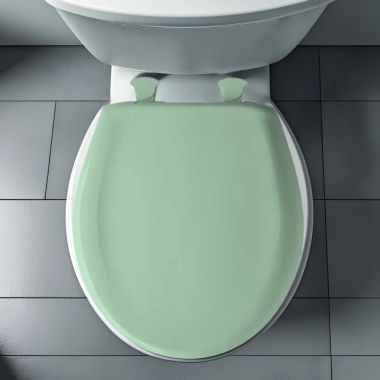Click here to see Bemis 200SLOWT-035 Bemis Classic Colors EasyClean Round Toilet Seat with Cover, WhisperClose, StayTite Fastening, Plastic, Sea Green - 200SLOWT-035